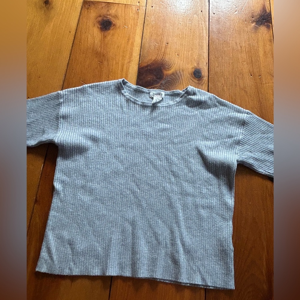 Grey forever 21 Long sleeve shirt ribbed